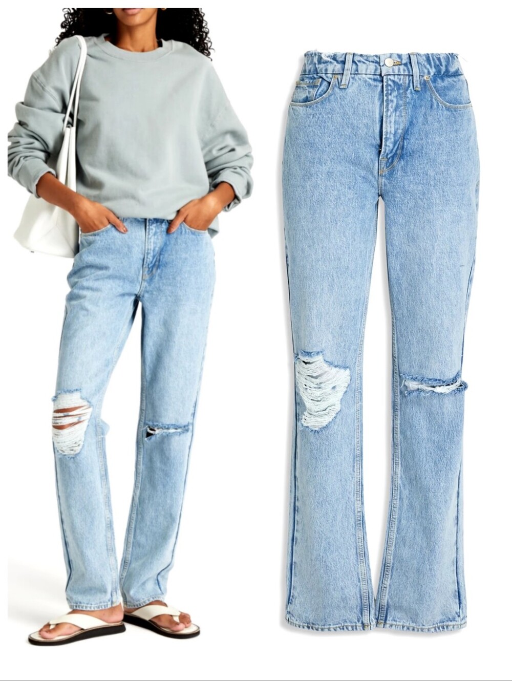 🆕️ GOOD AMERICAN Good 90's Icon distressed High Waist Distressed Jeans